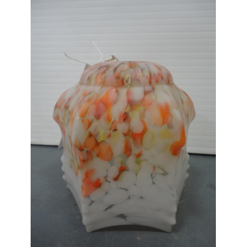 116 - Six assorted vintage mottled glass ceiling light shades.