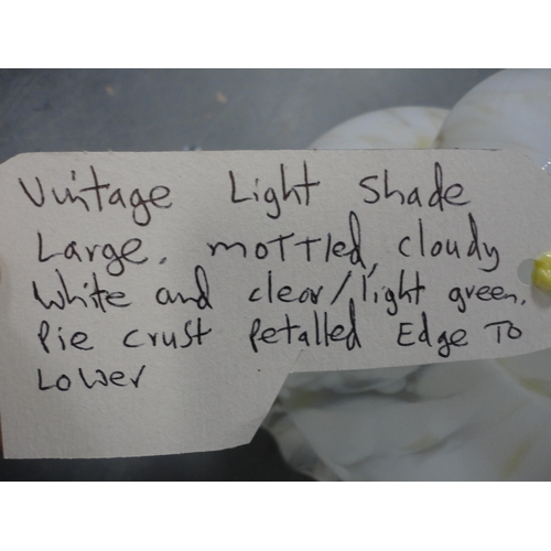 116 - Six assorted vintage mottled glass ceiling light shades.