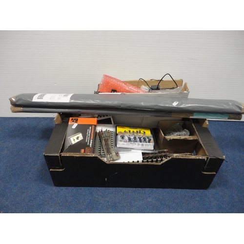 12 - Carton containing model railway accessories to include Gaugemaster analogue single track controller,... 
