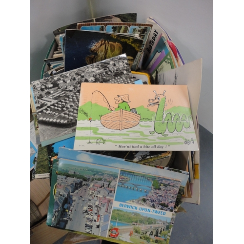 189 - Postcards, cigarette cards, toys, badges etc.