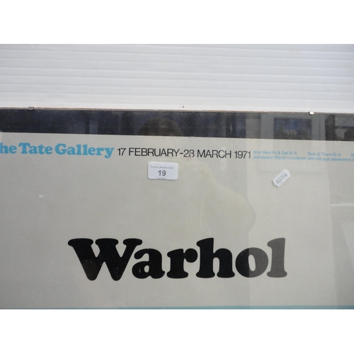 19 - After Andy WarholMarilyn MonroePoster print from the Tate Gallery 1971.