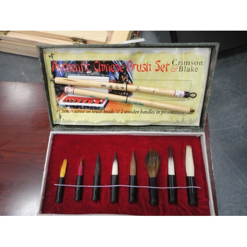 190 - Art supplies to include pastels, pencils, paints, easel, Crimson & Blake Chinese brush set water... 