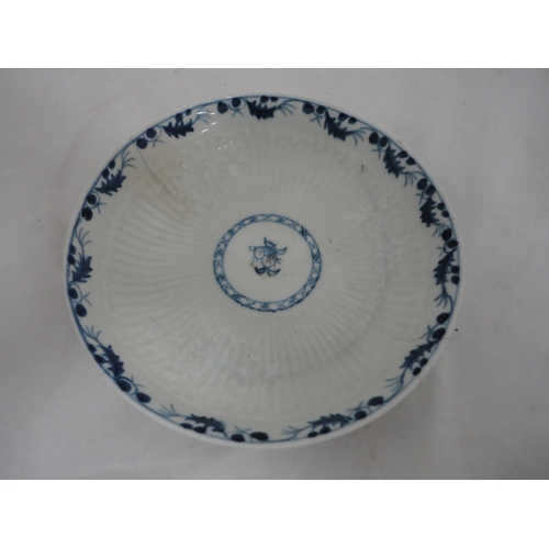 194 - 18th century English porcelain tea bowl on stand.  (2)