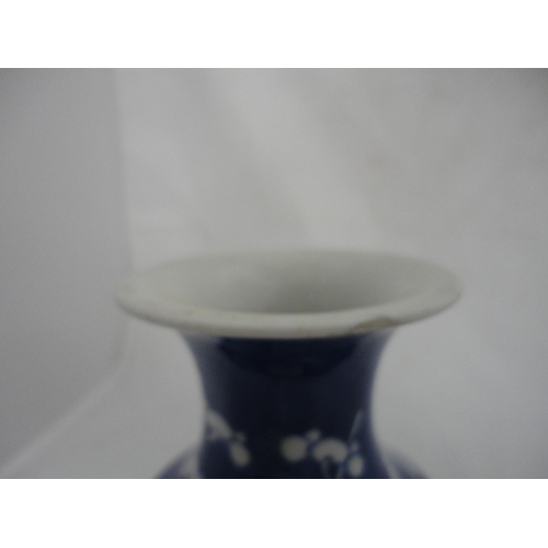 195 - Kangxi-style blue and white prunus decorated vase.