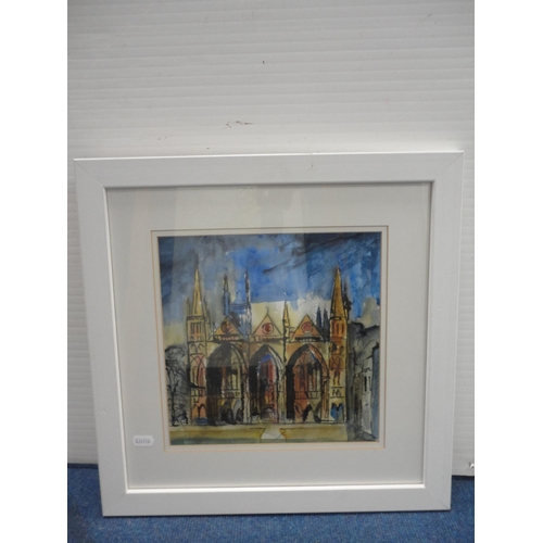 20 - David LewisNude life drawingPen, ink and watercolour, and a watercolour of Peterborough Cathedral by... 