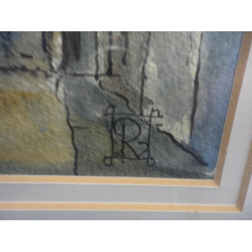 20 - David LewisNude life drawingPen, ink and watercolour, and a watercolour of Peterborough Cathedral by... 