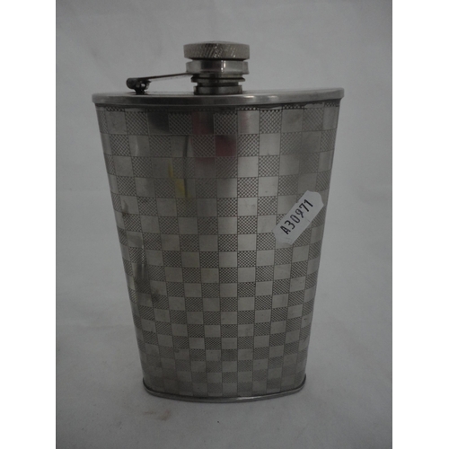 201 - EP hip flask, engraved and dated to the obverse, and a stainless steel flask.  (2)