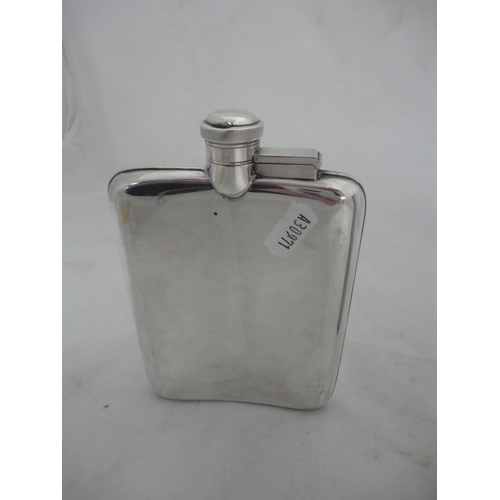 201 - EP hip flask, engraved and dated to the obverse, and a stainless steel flask.  (2)