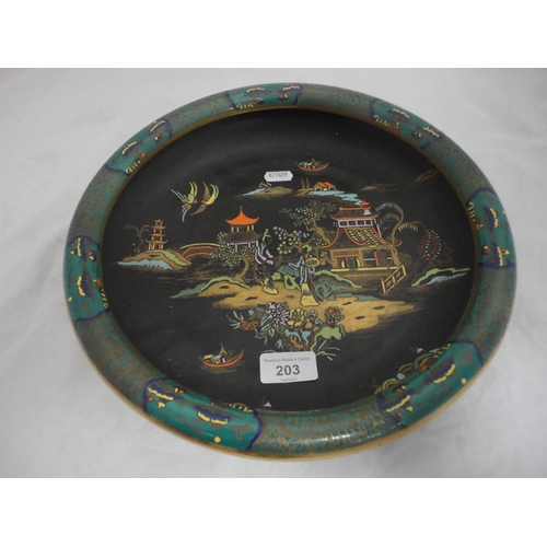 203 - Carlton Ware for Wiltshaw & Robinson 'Mikado' pattern shallow bowl and pagoda bridge spreader.