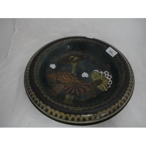 204 - Dutch Gouda bowl and a Gouda shallow bowl decorated with mushrooms.&nbsp; (2)