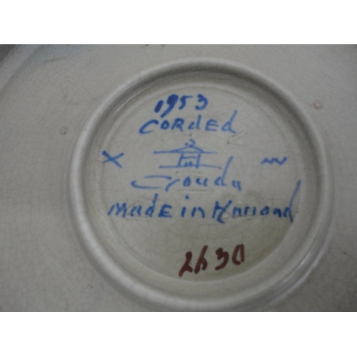 204 - Dutch Gouda bowl and a Gouda shallow bowl decorated with mushrooms.&nbsp; (2)
