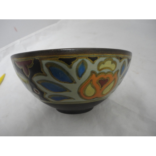 204 - Dutch Gouda bowl and a Gouda shallow bowl decorated with mushrooms.&nbsp; (2)