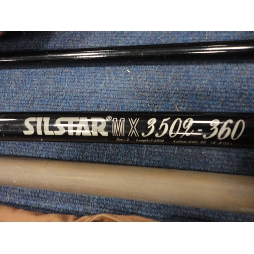 220 - Two Daiwa SSBT-30 7ft rods, Shakespeare rods, five-piece split cane rod, telescopic rod. (8)