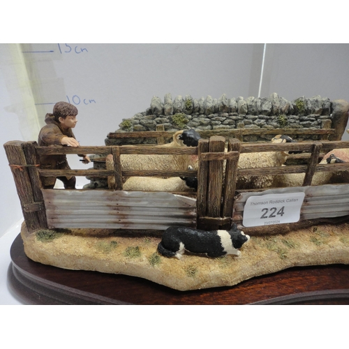 224 - Border Fine Arts limited edition group, 'Shedding Lambs', sculpted by Ray Ayres, no. 106/1250, on pl... 