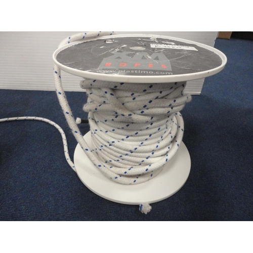 231 - Two drums of matt polyester rope, 8mm and 12mm.