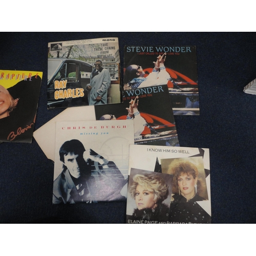 232 - Box of miscellaneous 7in vinyl records to include Blondie, Phil Collins, Michael Jackson, John Lenno... 