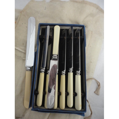 235 - Group of boxed cutlery to include servers, jam spoons and butter knives, and assorted loose table cu... 