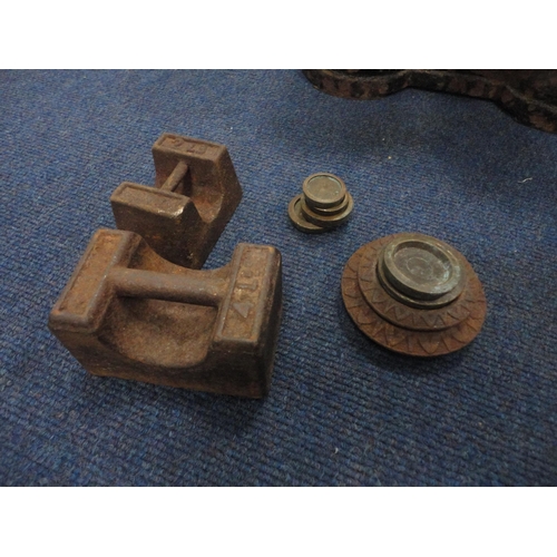 236 - Set of iron scales with iron and brass weights.