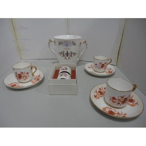 24 - Plant Tuscan 1937 Coronation mug, pair of Coalport serviette rings and three Coalport coffee cans an... 