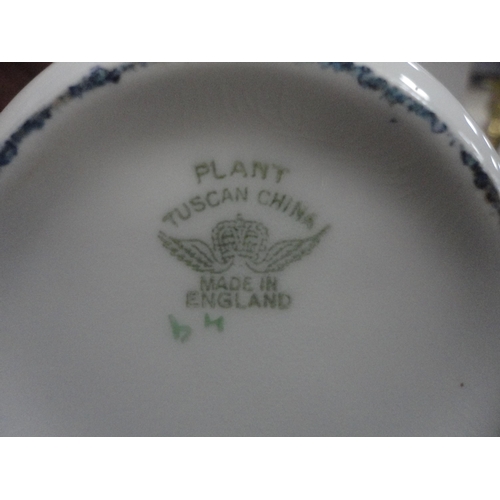 24 - Plant Tuscan 1937 Coronation mug, pair of Coalport serviette rings and three Coalport coffee cans an... 