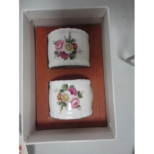 24 - Plant Tuscan 1937 Coronation mug, pair of Coalport serviette rings and three Coalport coffee cans an... 