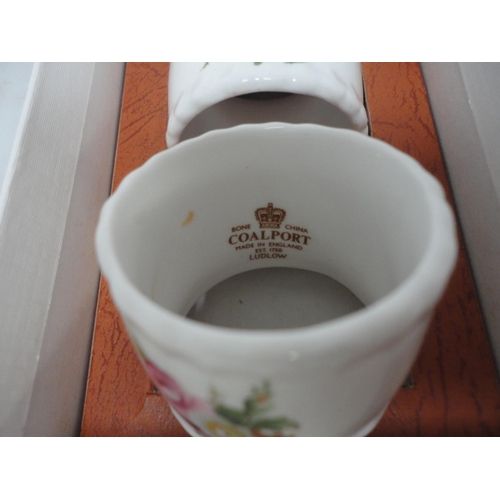 24 - Plant Tuscan 1937 Coronation mug, pair of Coalport serviette rings and three Coalport coffee cans an... 