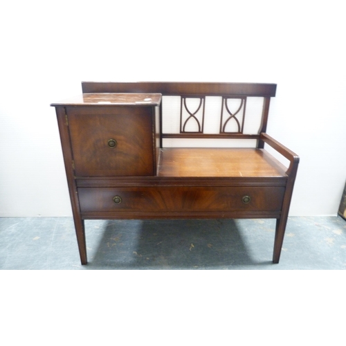 255 - Telephone seat and a pair of reproduction small columns.&nbsp; (3)