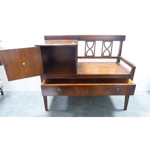 255 - Telephone seat and a pair of reproduction small columns.&nbsp; (3)