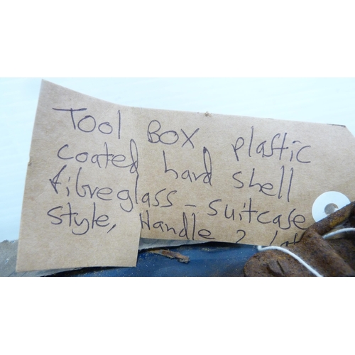 256 - Military-style metal trunk and a plastic-coated toolbox.  (2)