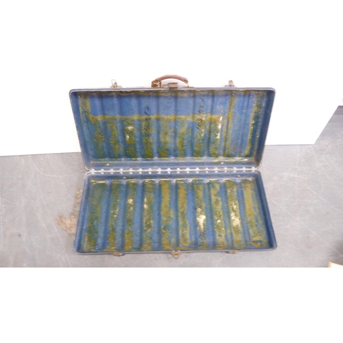 256 - Military-style metal trunk and a plastic-coated toolbox.  (2)