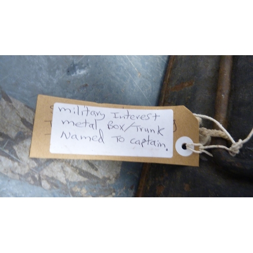 256 - Military-style metal trunk and a plastic-coated toolbox.  (2)