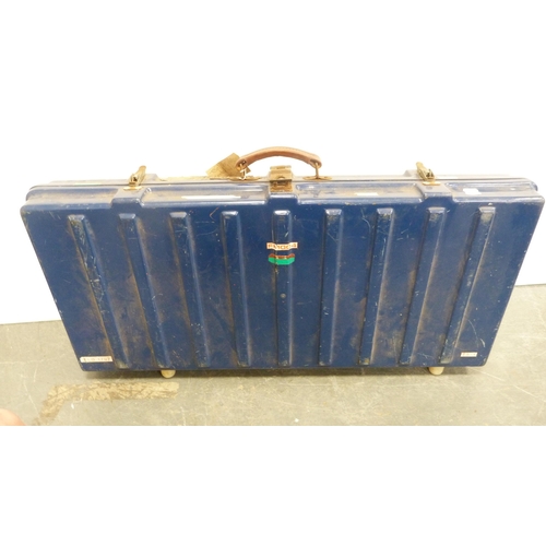 256 - Military-style metal trunk and a plastic-coated toolbox.  (2)