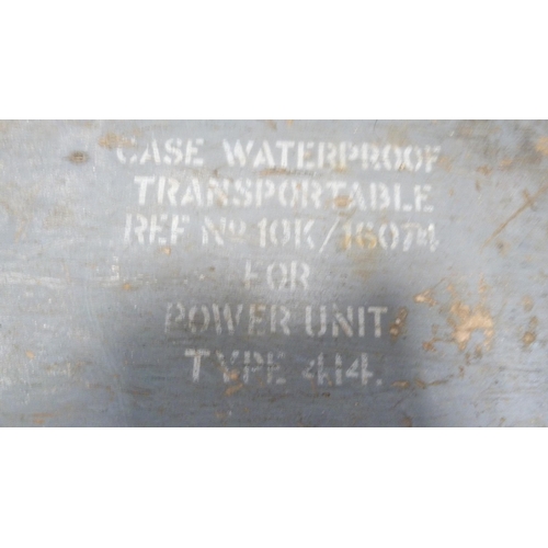 257 - Two military storage boxes and a wooden trunk.  (3)