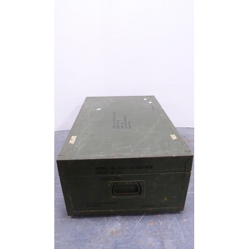 275 - Vintage UK military explosives box and a similar painted military-type box.&nbsp; (2)