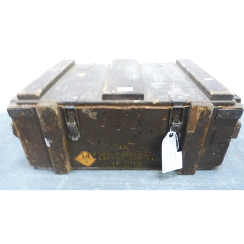 275 - Vintage UK military explosives box and a similar painted military-type box.&nbsp; (2)