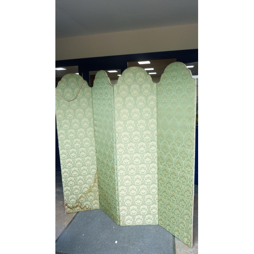 279 - Four-section fabric-covered dressing screen.