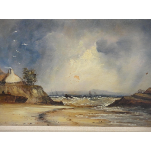 28 - John R Prentice (Scottish, fl. 1849 - 1875)Low tide with sailing boats to the background, East coast... 