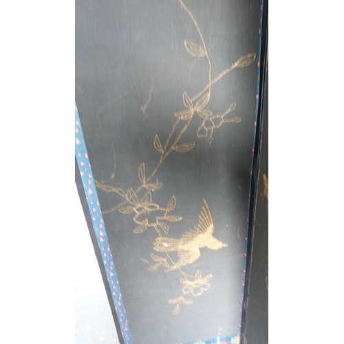283 - Fabric-covered four-section dressing screen and another.&nbsp; (2)