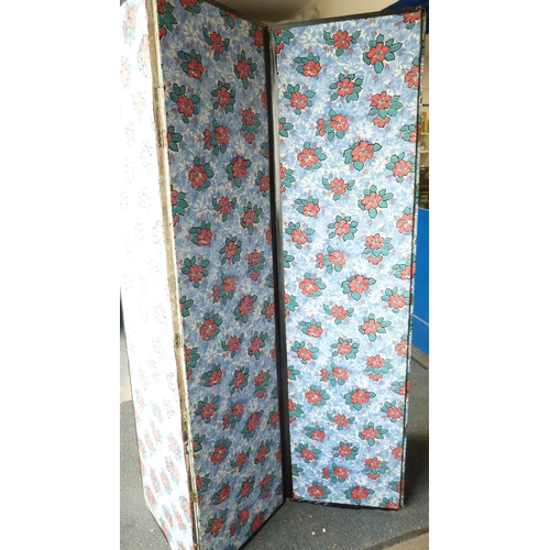 283 - Fabric-covered four-section dressing screen and another.&nbsp; (2)