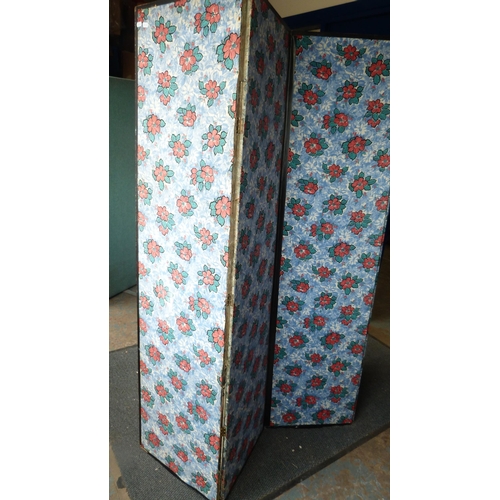 283 - Fabric-covered four-section dressing screen and another.&nbsp; (2)