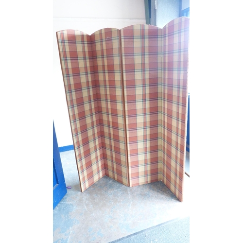 283 - Fabric-covered four-section dressing screen and another.&nbsp; (2)