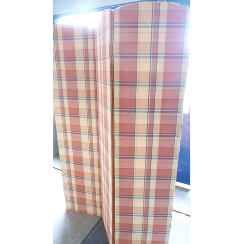 283 - Fabric-covered four-section dressing screen and another.&nbsp; (2)