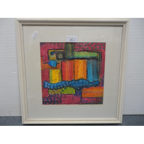 29 - Group of contemporary and modern pictures to include 'Homage to Hodgkin', pastel, by RB Frank, three... 