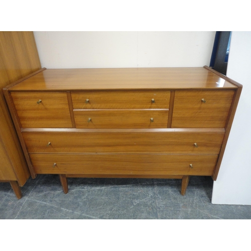 301 - Five-piece mid-century teak bedroom suite by A Younger, c. 1960s, comprising a wardrobe, dressing ta... 