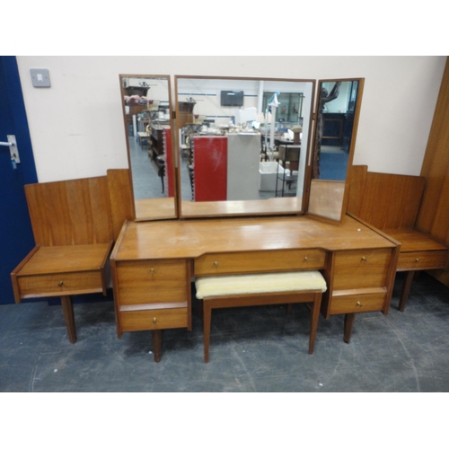 301 - Five-piece mid-century teak bedroom suite by A Younger, c. 1960s, comprising a wardrobe, dressing ta... 
