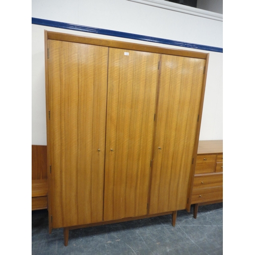 301 - Five-piece mid-century teak bedroom suite by A Younger, c. 1960s, comprising a wardrobe, dressing ta... 