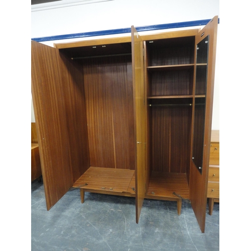 301 - Five-piece mid-century teak bedroom suite by A Younger, c. 1960s, comprising a wardrobe, dressing ta... 