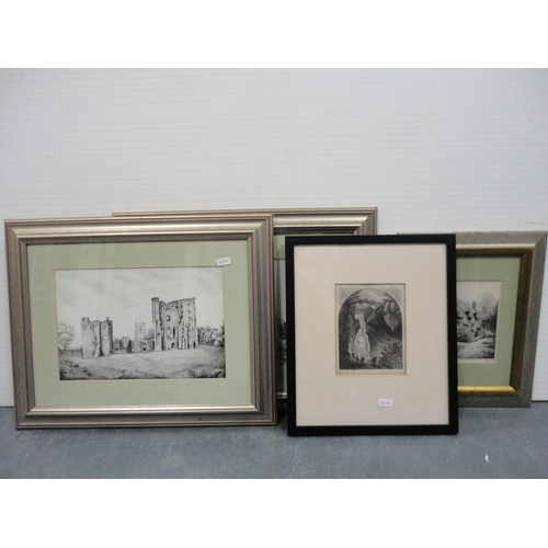 32 - Group of prints to include castle scenes and others.&nbsp; (4)&nbsp;