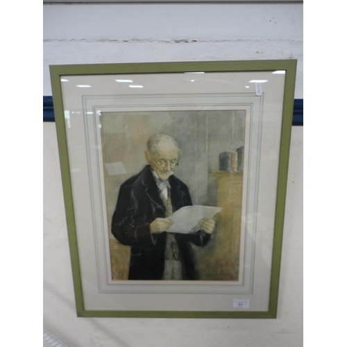 33 - H KerrGentleman reading a documentPrint, 40cm x 28cm.