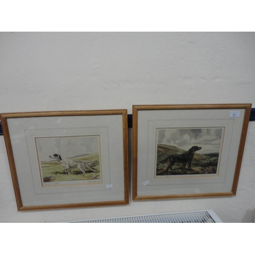 34 - After Reuben Ward BinksGordon Setter and an English SetterPencil signed prints, 21cm x 27cm.... 